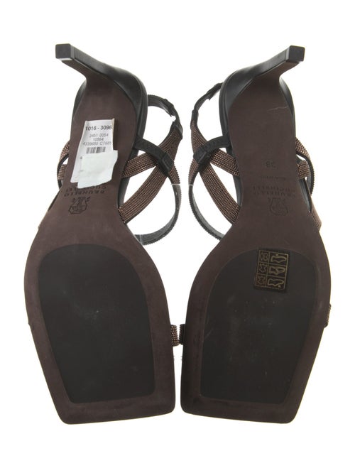 Brunello Cucinelli Monili Leather Slingback Sandals