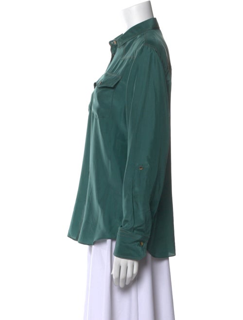 Brunello Cucinelli Silk Long Sleeve Button-Up Top