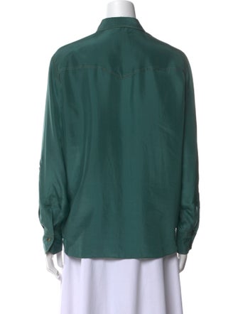 Brunello Cucinelli Silk Long Sleeve Button-Up Top