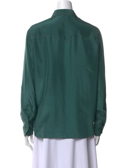 Brunello Cucinelli Silk Long Sleeve Button-Up Top
