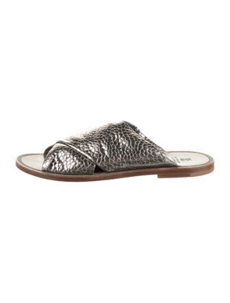 Brunello Cucinelli Monili Embossed Leather Slides