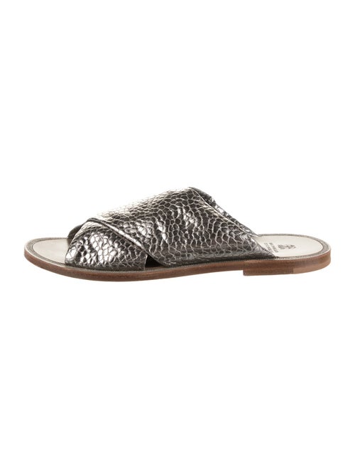 Brunello Cucinelli Monili Embossed Leather Slides
