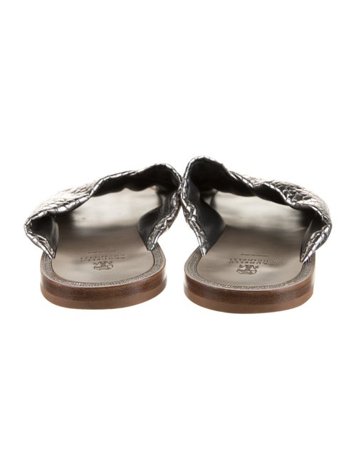 Brunello Cucinelli Monili Embossed Leather Slides