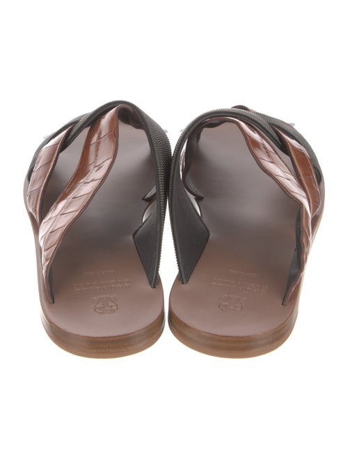 Brunello Cucinelli Monili Embossed Leather Slides