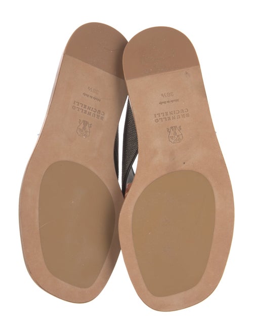 Brunello Cucinelli Monili Embossed Leather Slides