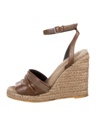 Brunello Cucinelli Monili Leather Espadrilles