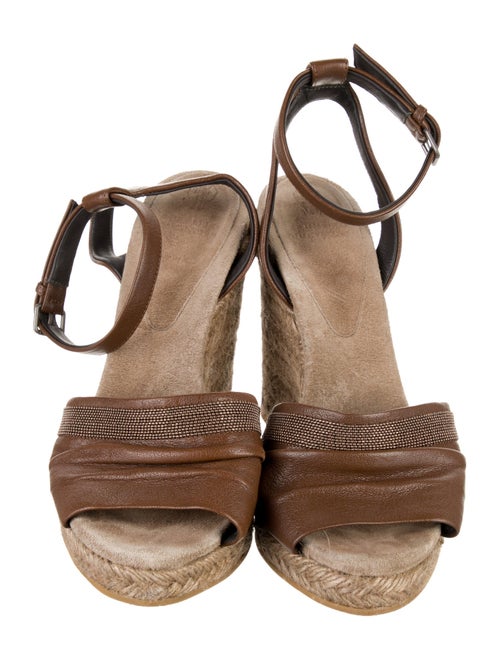 Brunello Cucinelli Monili Leather Espadrilles