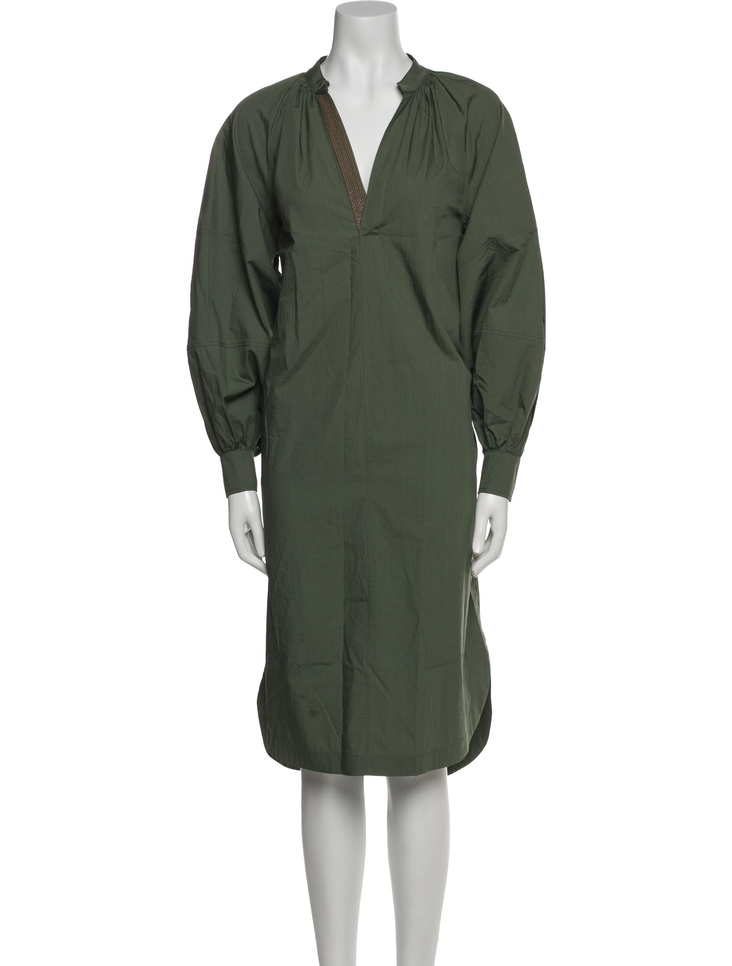 Brunello Cucinelli V-Neck Midi Length Dress