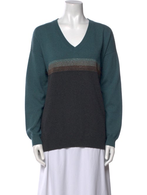 Brunello Cucinelli Cashmere Colorblock Pattern Sweatshirt