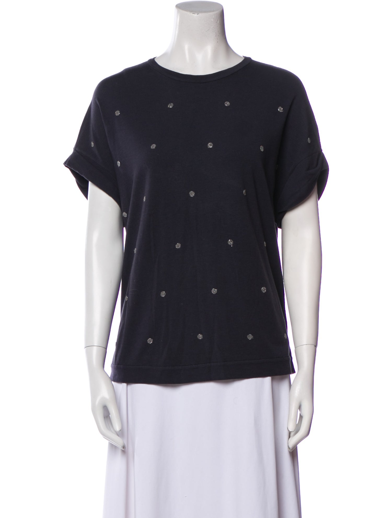 Brunello Cucinelli Polka Dot Print Crew Neck T-Shirt