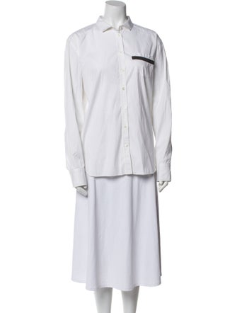 Brunello Cucinelli Long Sleeve Button-Up Top