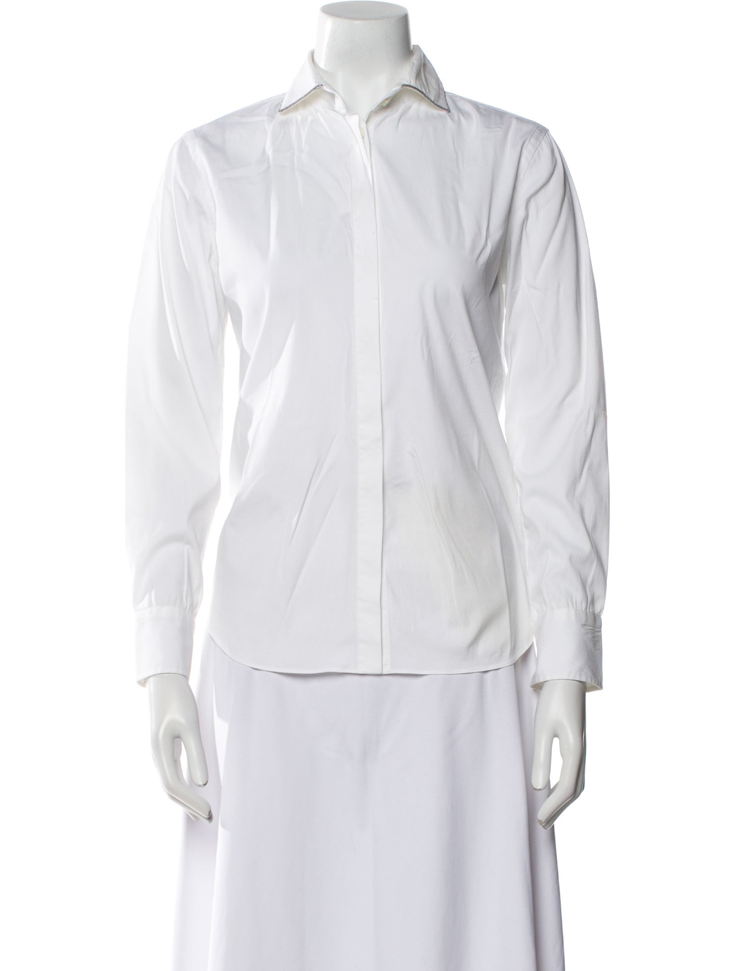 Brunello Cucinelli Long Sleeve Button-Up Top