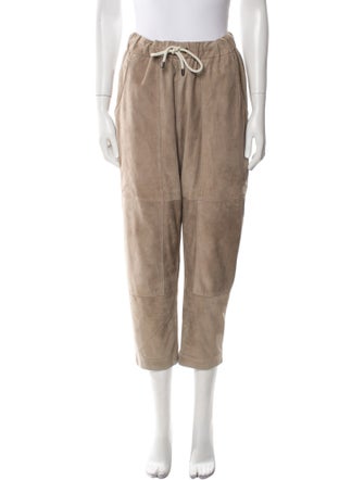 Brunello Cucinelli Leather Straight Leg Pants