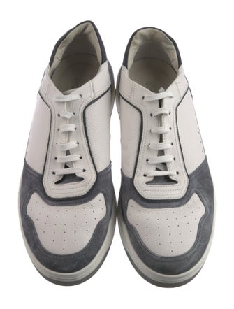 Brunello Cucinelli Leather Colorblock Pattern Sneakers