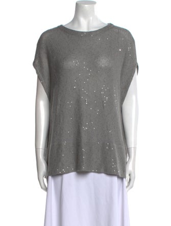 Brunello Cucinelli Linen Bateau Neckline Sweater