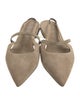 Brunello Cucinelli Suede Beaded Accents Slingback Flats
