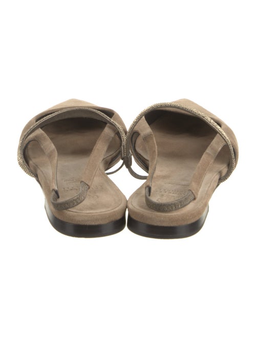Brunello Cucinelli Suede Beaded Accents Slingback Flats