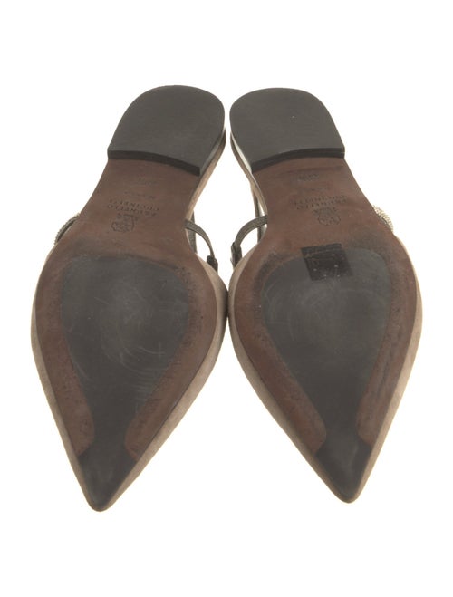 Brunello Cucinelli Suede Beaded Accents Slingback Flats