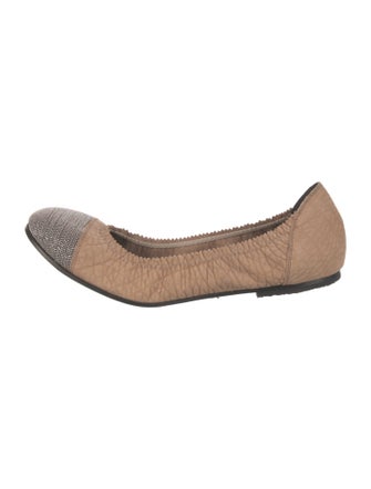 Brunello Cucinelli Monili Leather Ballet Flats