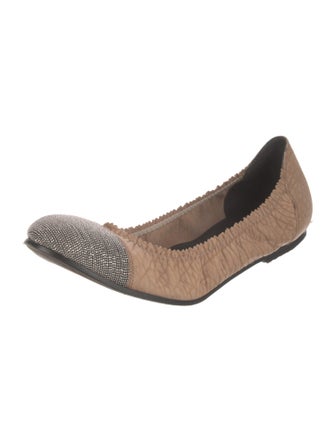Brunello Cucinelli Monili Leather Ballet Flats