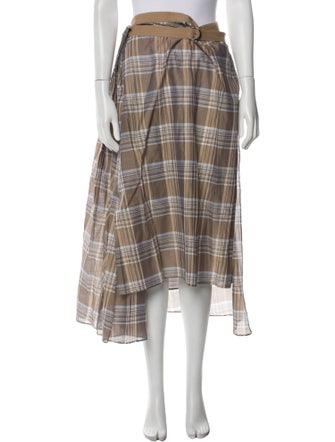 Brunello Cucinelli Plaid Print Midi Length Skirt