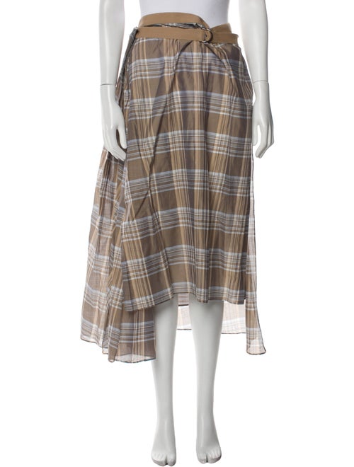 Brunello Cucinelli Plaid Print Midi Length Skirt