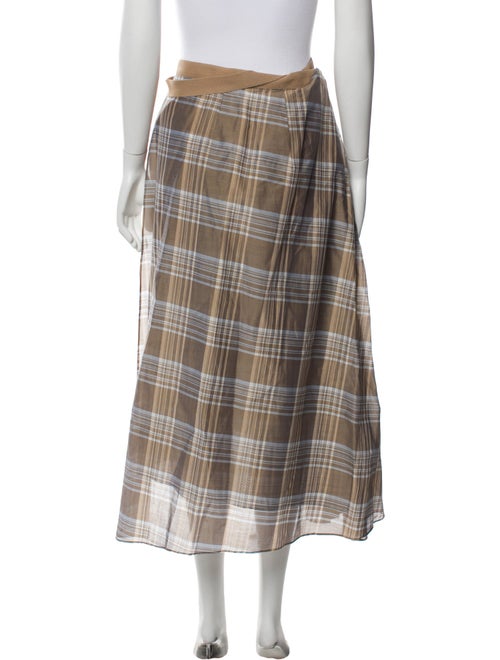 Brunello Cucinelli Plaid Print Midi Length Skirt