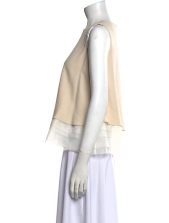 Brunello Cucinelli Silk Crew Neck Crop Top