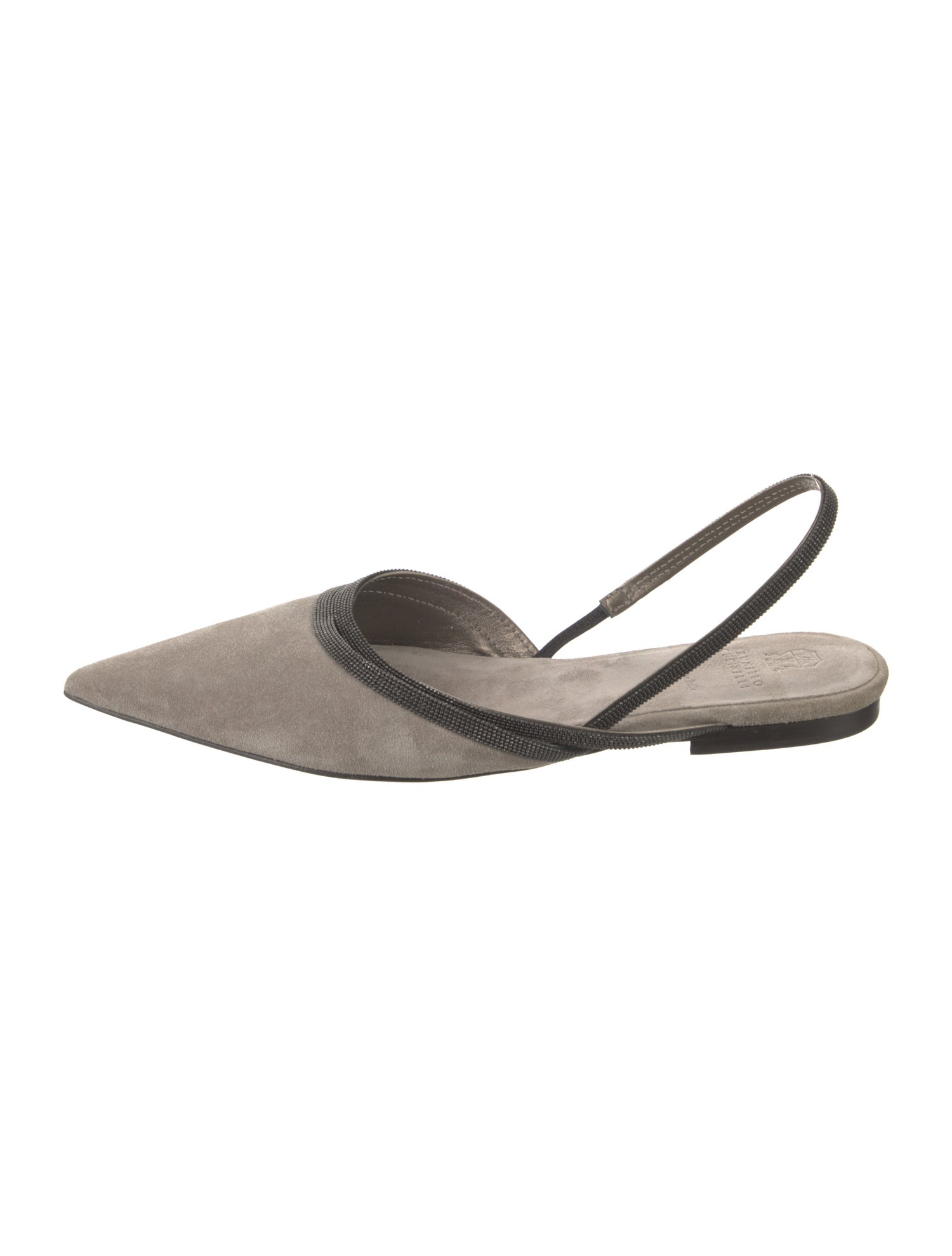 Brunello Cucinelli Monili Suede Slingback Flats