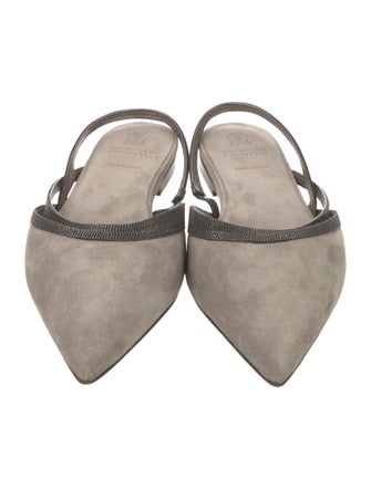 Brunello Cucinelli Monili Suede Slingback Flats