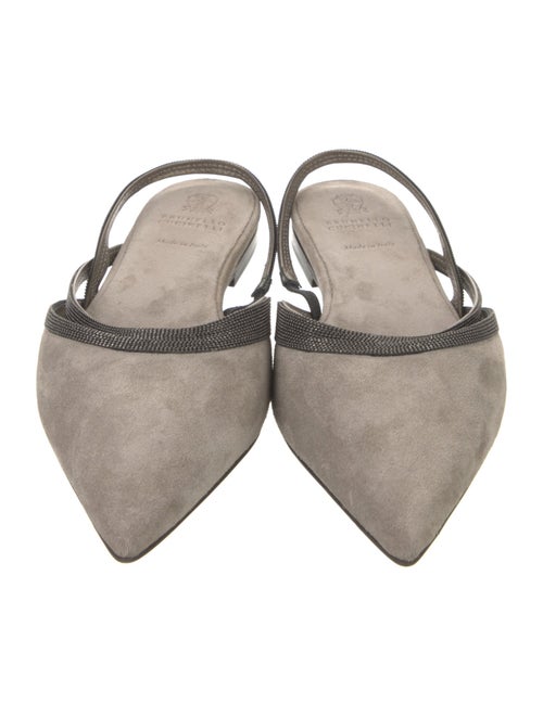 Brunello Cucinelli Monili Suede Slingback Flats