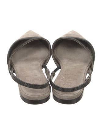 Brunello Cucinelli Monili Suede Slingback Flats