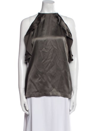 Brunello Cucinelli Silk Crew Neck Blouse