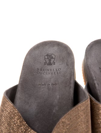 Brunello Cucinelli Suede Colorblock Pattern Slides