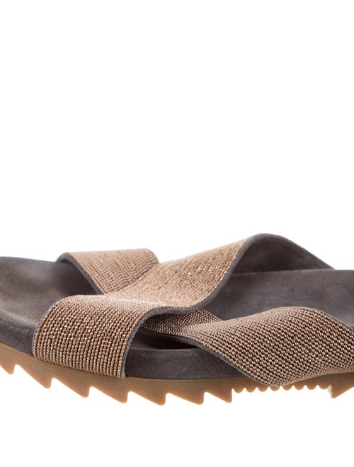 Brunello Cucinelli Suede Colorblock Pattern Slides