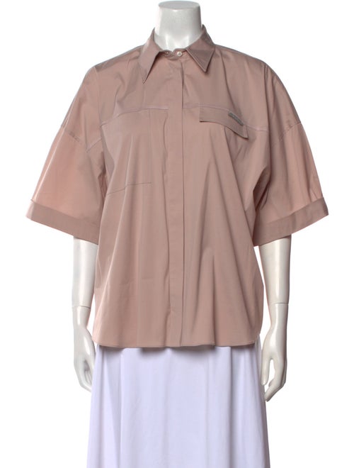 Brunello Cucinelli Three-Quarter Sleeve Button-Up Top