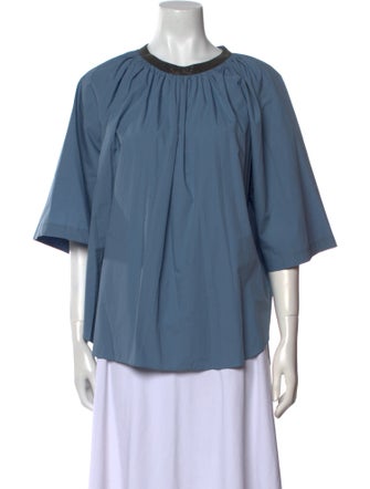 Brunello Cucinelli Scoop Neck Three-Quarter Sleeve Blouse