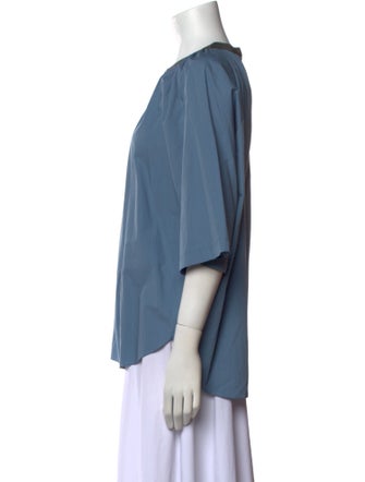 Brunello Cucinelli Scoop Neck Three-Quarter Sleeve Blouse