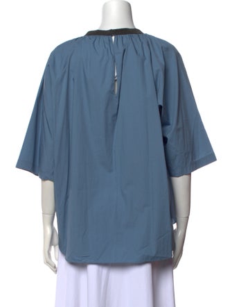 Brunello Cucinelli Scoop Neck Three-Quarter Sleeve Blouse