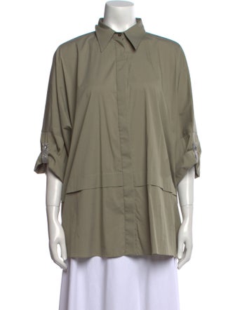 Brunello Cucinelli Three-Quarter Sleeve Button-Up Top