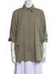 Brunello Cucinelli Three-Quarter Sleeve Button-Up Top
