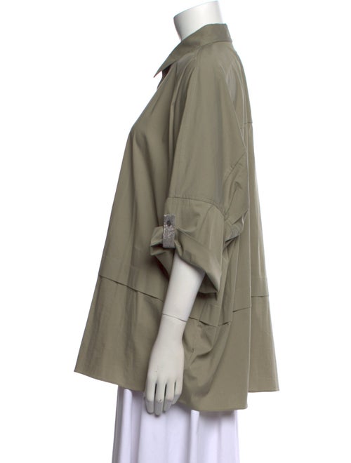 Brunello Cucinelli Three-Quarter Sleeve Button-Up Top