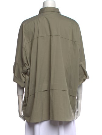 Brunello Cucinelli Three-Quarter Sleeve Button-Up Top