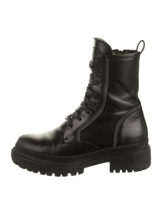 Brunello Cucinelli Leather Combat Boots