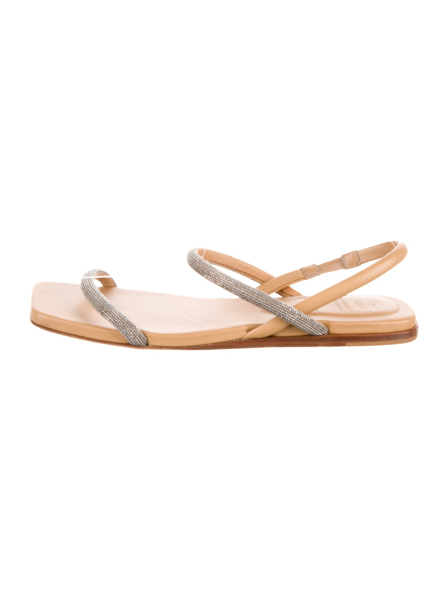 Brunello Cucinelli Monili Leather Slingback Sandals