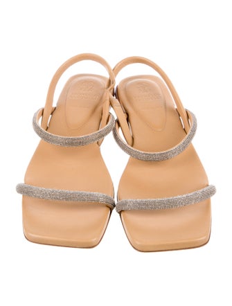 Brunello Cucinelli Monili Leather Slingback Sandals