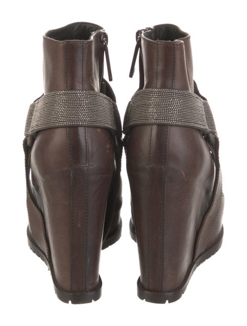 Brunello Cucinelli Leather Crystal Embellishments Boots