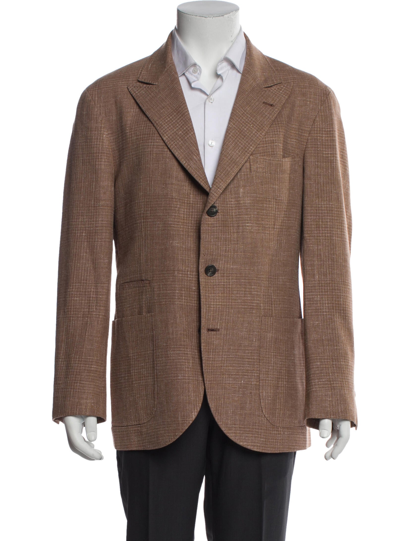 Brunello Cucinelli Wool Plaid Print Peacoat