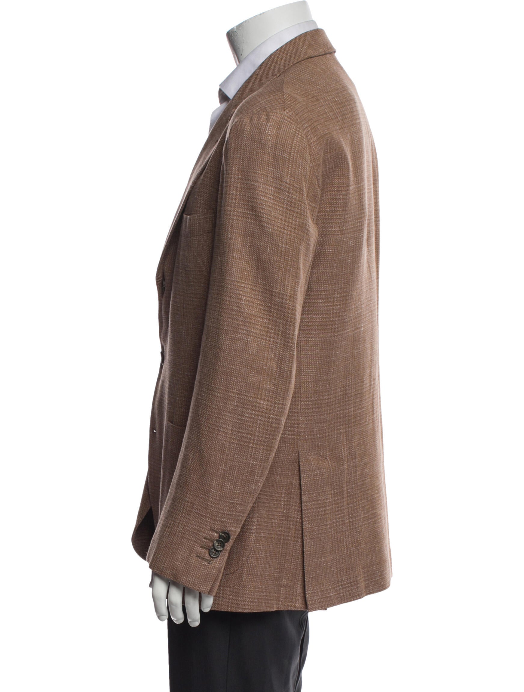 Brunello Cucinelli Wool Plaid Print Peacoat