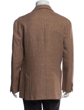 Brunello Cucinelli Wool Plaid Print Peacoat